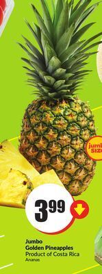 FreshCo Jumbo golden pineapples product of costa rica offer
