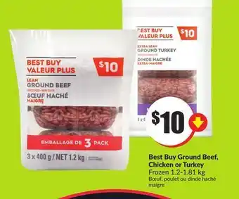 FreshCo Best buy ground beef chicken or turkey frozen 1.2-1.81kg offer