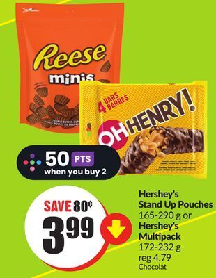 FreshCo Hershey's stand up pouches 165-290 g or hershey's multipack 172-232 g offer