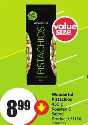 FreshCo Wonderful pistachois 450 g rosted & salted product of usa offer