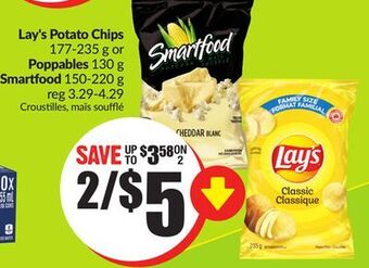 FreshCo Lay's potato chips 177-235g or poppables 130g smartfood 150-220g offer