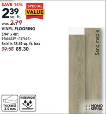 RONA Mono serra vinyl flooring 5.94" x 48" offer
