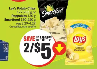 FreshCo Lay's potato chips or poppables | smartfood offer