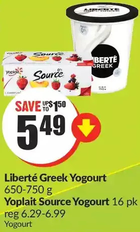 FreshCo Liberté greek yogourt | yoplait source yogourt offer