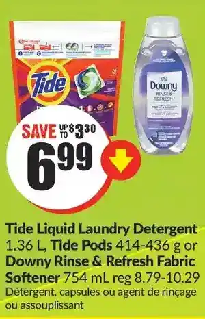 FreshCo Tide liquid laundry detergent, tide pods or downy rinse & refresh fabric softener offer