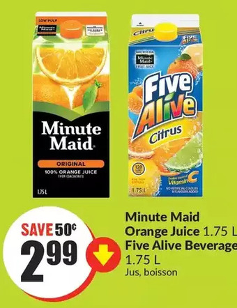 FreshCo Minute maid orange juice | five alive beverage offer