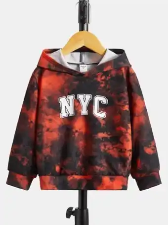SheIn Shein toddler boys tie dye letter graphic hoodie offer