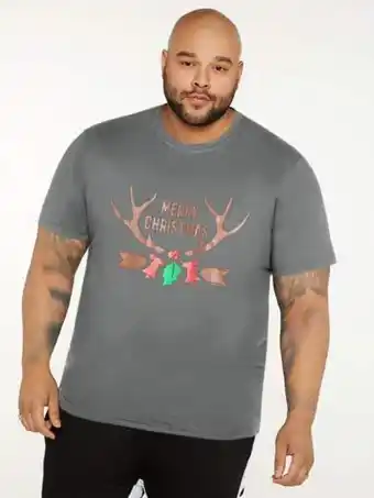 SheIn Extended sizes men christmas print tee offer