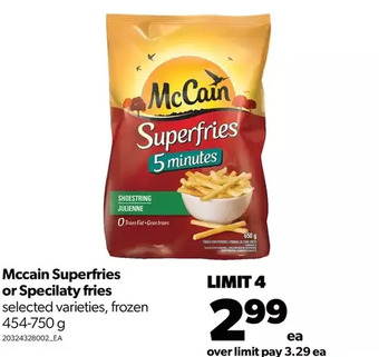 Real Canadian Superstore Mccain superfries or specialty fries offer