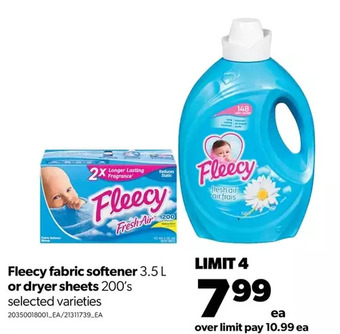 Real Canadian Superstore Fleecy fabric softener or dryer sheets offer