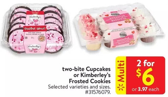 Walmart Two-bite cupcakes or kimberley's frosted cookies offer