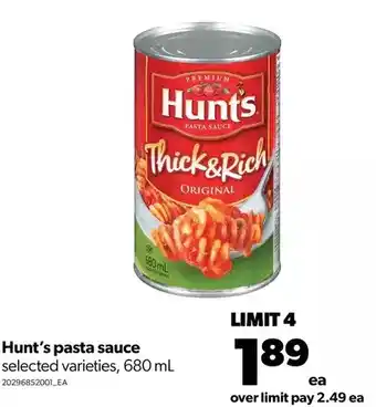 Real Canadian Superstore Hunt's pasta sauce offer