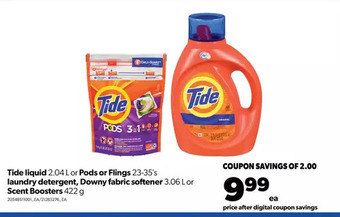 Real Canadian Superstore Tide liquid or pods or flings laundry detergent, downy fabric softener or scent boosters offer