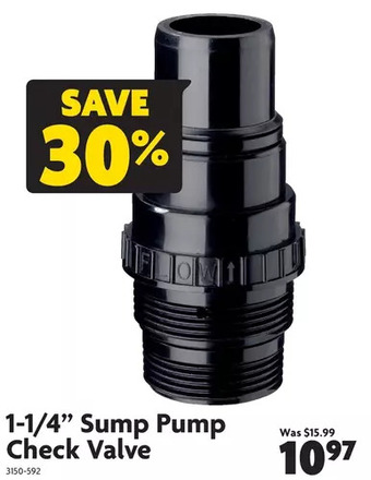 Home Hardware 1-1/4" sump pump check valve offer