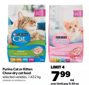 Real Canadian Superstore Purina cat or kitten chow dry cat food offer