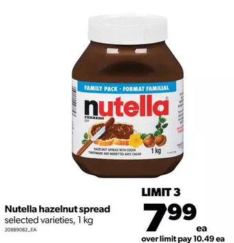 Real Canadian Superstore Nutella hazelnut spread offer
