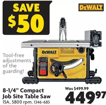 Home Hardware 8-1/4" compact job site table saw offer