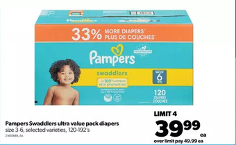 Real Canadian Superstore Pampers swaddlers ultra value pack diapers offer