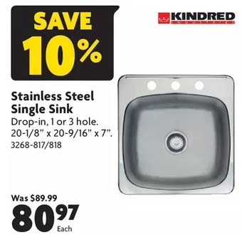 Home Hardware Stainless steel single sink offer