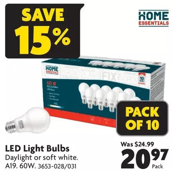 Home Hardware Led light bulbs offer