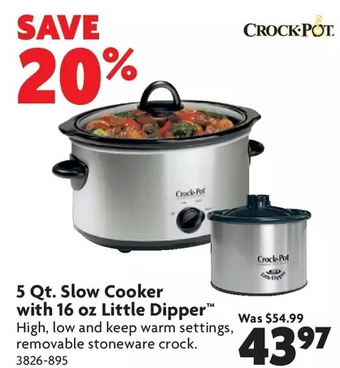 Home Hardware 5 qt. slow cooker with 16 oz little dipper offer