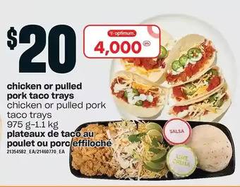 Independent Grocer Chicken or pulled pork taco trays offer