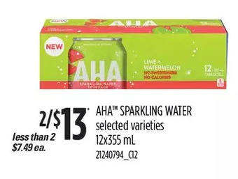 Independent Grocer Aha sparkling water offer