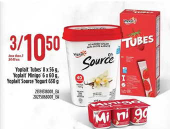 Independent Grocer Yoplait tubes, yoplait minigo, yoplait source yogurt offer