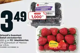 Loblaws Drisvoll's sweettest batch strawberries pc blackberries offer
