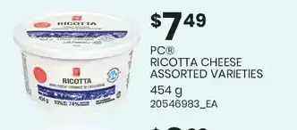 Loblaws Pc ricotta cheese offer