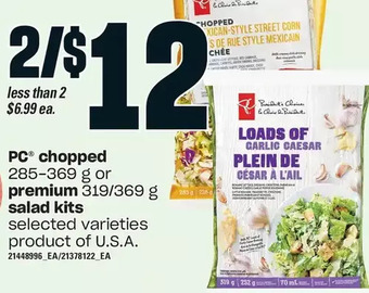 Loblaws Pc chopped or premium salad kits offer