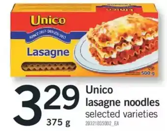 Fortinos Unico lasagne noodles offer