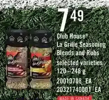 Loblaws Club house la grille seasoning blends and rubs offer