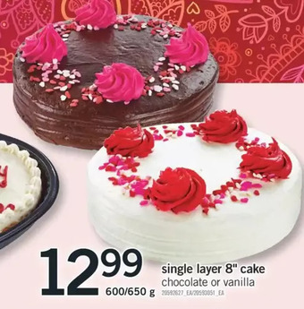 Fortinos Single layer 8" cake offer