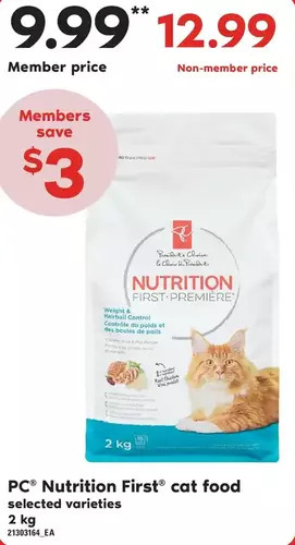 Loblaws Pc nutrition first cat food offer