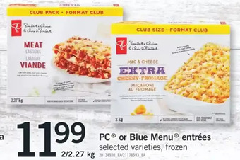 Fortinos Pc or blue menu entrees offer