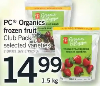 Fortinos Pc organics frozen fruit offer
