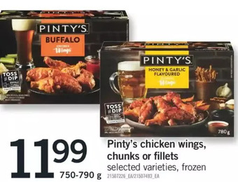 Fortinos Pinty's chicken wings, chunks or fillets offer