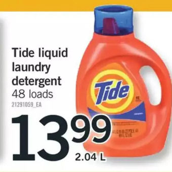 Fortinos Tide liquid laundry detergent offer
