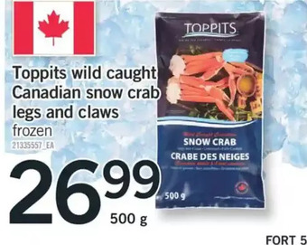 Fortinos Toppits wild caught canadian snow crab legs and claws offer