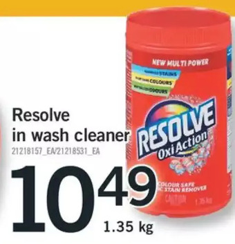 Fortinos Resolve in wash cleaner offer