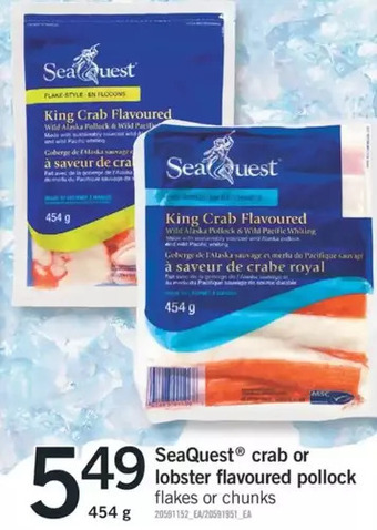 Fortinos Seaquest crab or lobster flavoured pollock offer