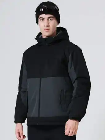 SheIn Men two tone zip up hooded sports jacket offer