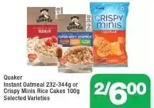 Highland Farms Quaker instant oatmeal or crispy minis rice cakes offer
