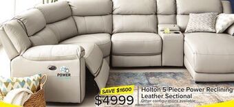Leon's Holton 5-piece leather sectional with right-facing chaise - grey offer