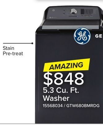 Leon's Ge diamond grey top-load washer (5.3 cu. ft.) - gtw680bmrdg offer