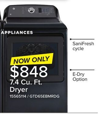 Leon's Ge diamond grey electric dryer (7.4 cu. ft.) - gtd65ebmrdg offer