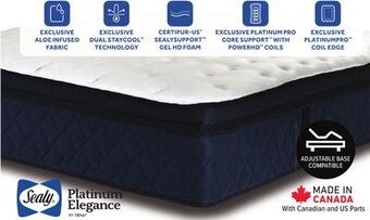 Leon's Sealy platinum elegance velvet sky medium mattress collection offer