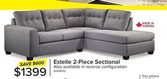 Leon's Estelle 2-piece sectional with right-facing chaise - grey offer