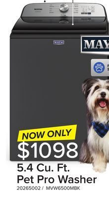 Leon's Maytag volcano black top-load washer with pet pro (5.4 cu. ft.) - mvw6500mbk offer
